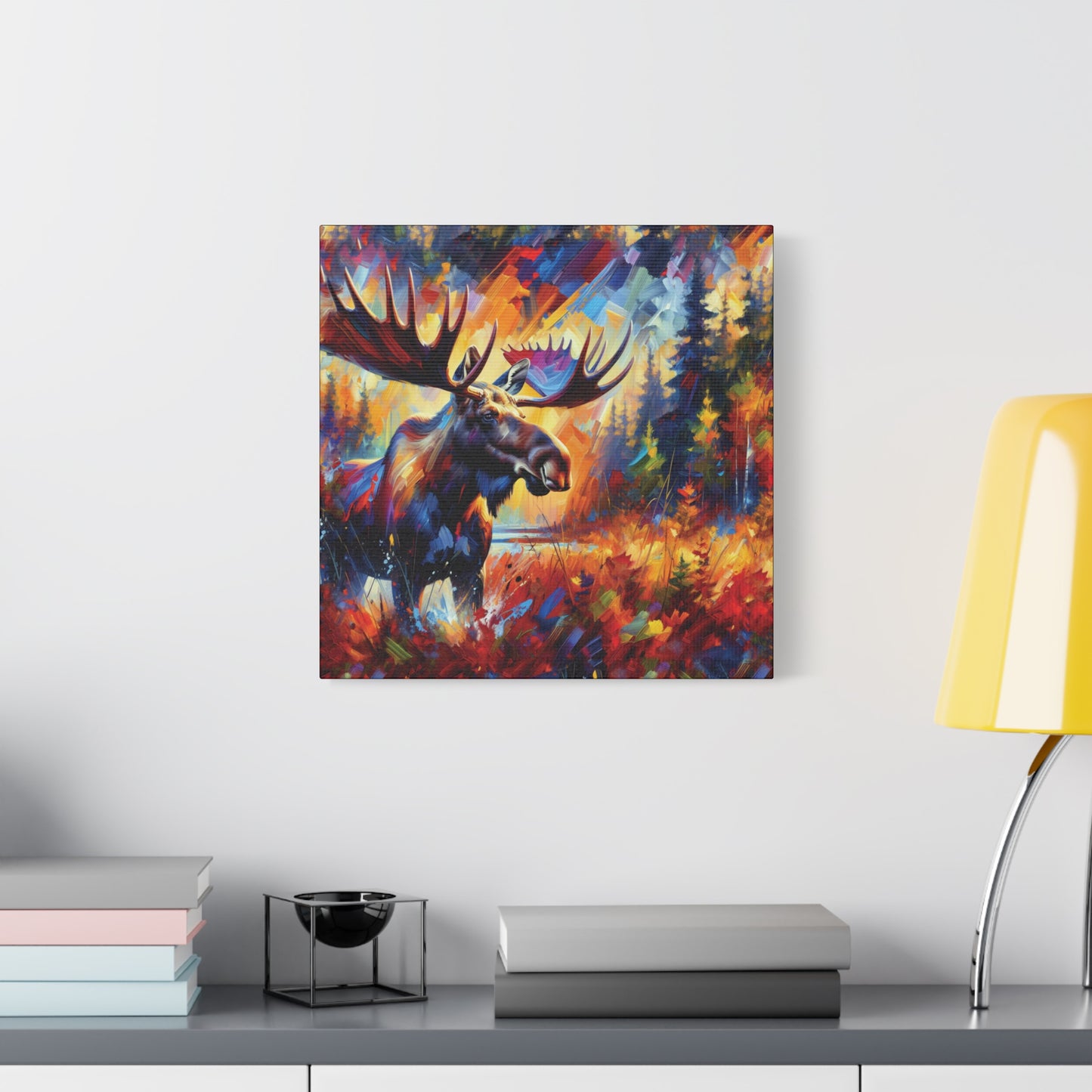 Sunset Moose Expressionist Canvas Art Print
