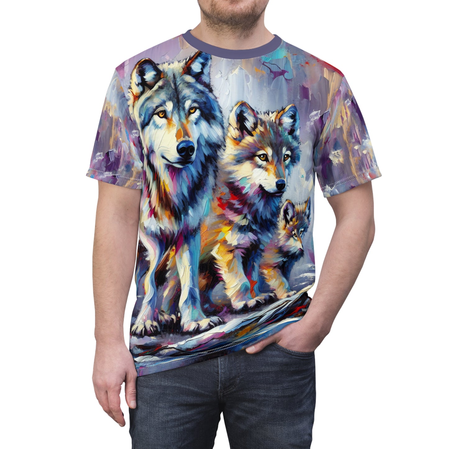 Wolf with Juveniles - Unisex Cut & Sew Tee