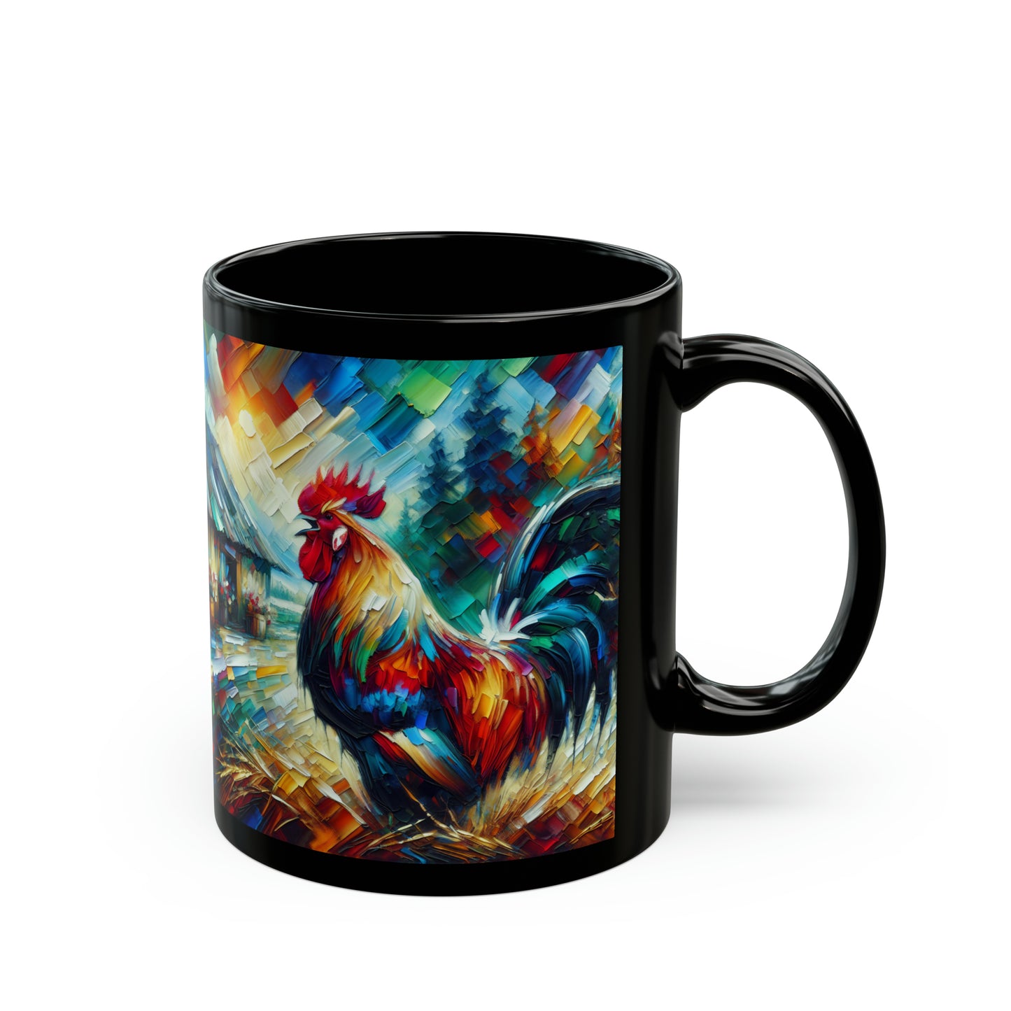 Rooster Morning - Black Mugs (11oz, 15oz)