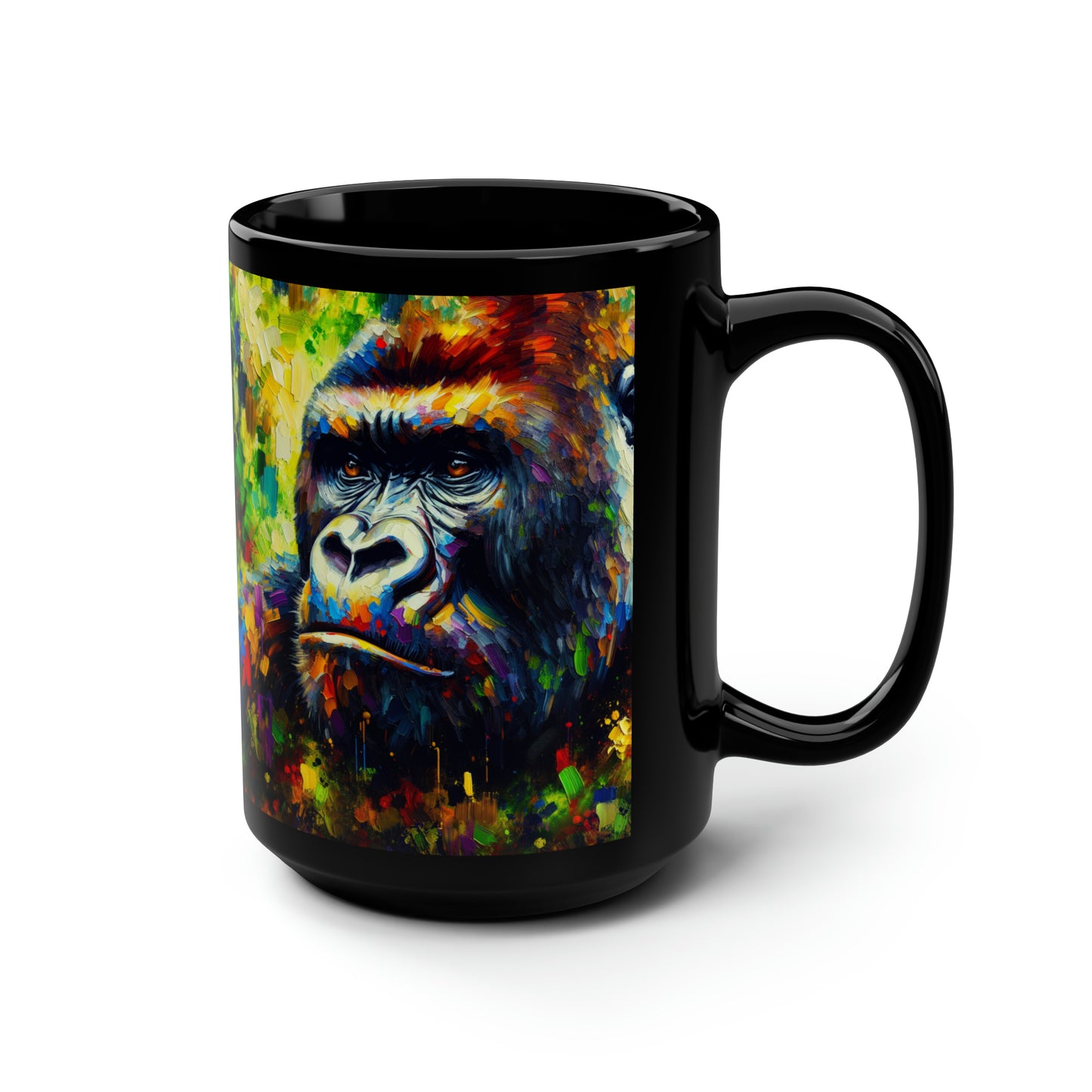 Pensive Gorilla Black Mug, 15oz