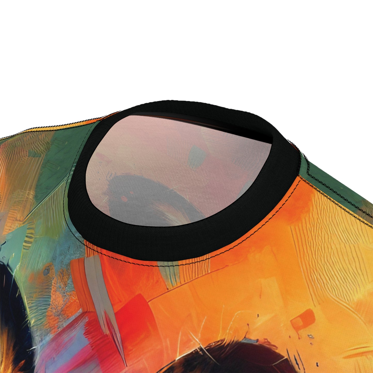 African Wild Dog Portrait Vibrant Art Tee | Colorful Unisex Cut & Sew T-Shirt, Wildlife Apparel, Unique Graphic Tee, Birthday Gift