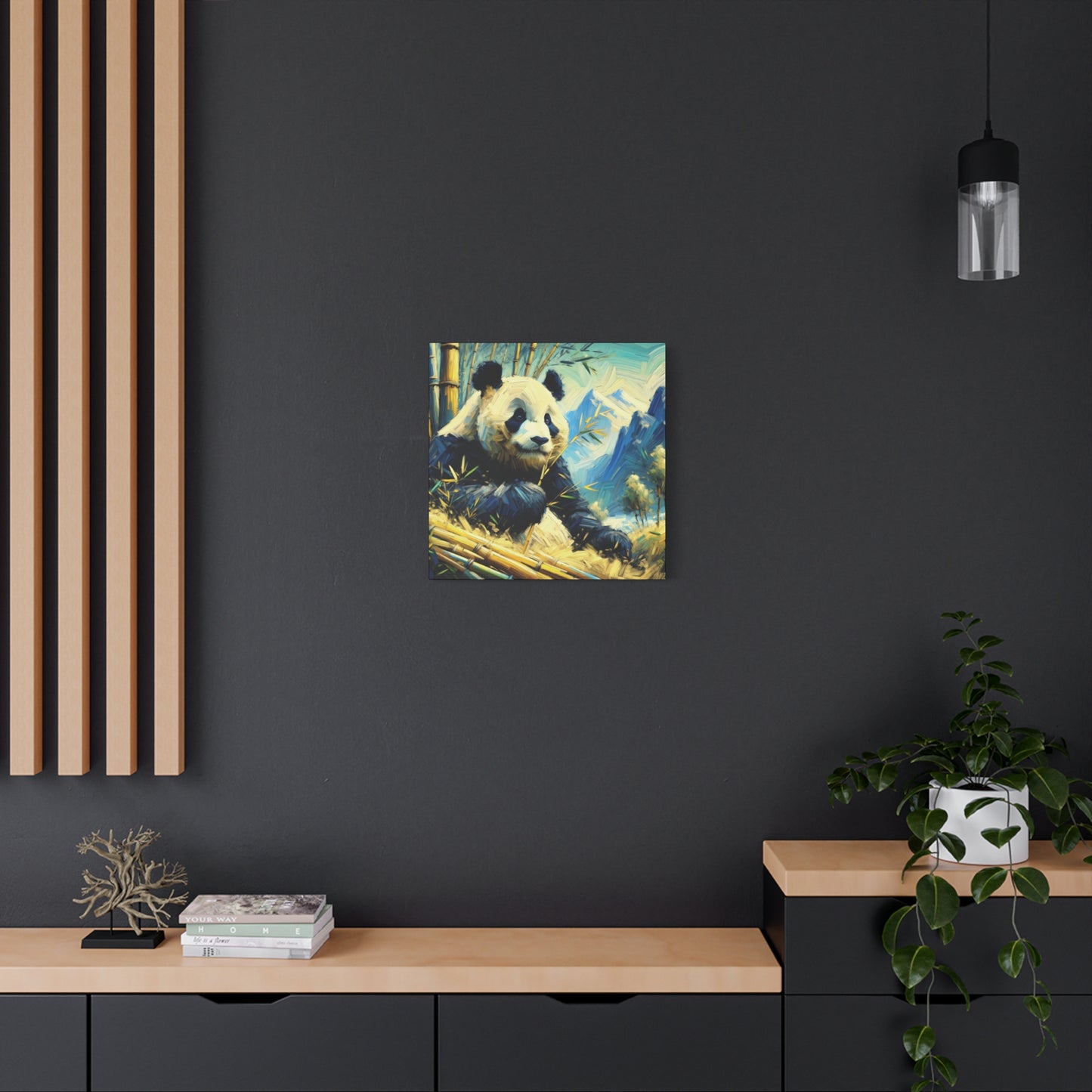 Canvas Wall Art - Giant Panda in Bamboo Forest, Contemporary Impressionist Style Print