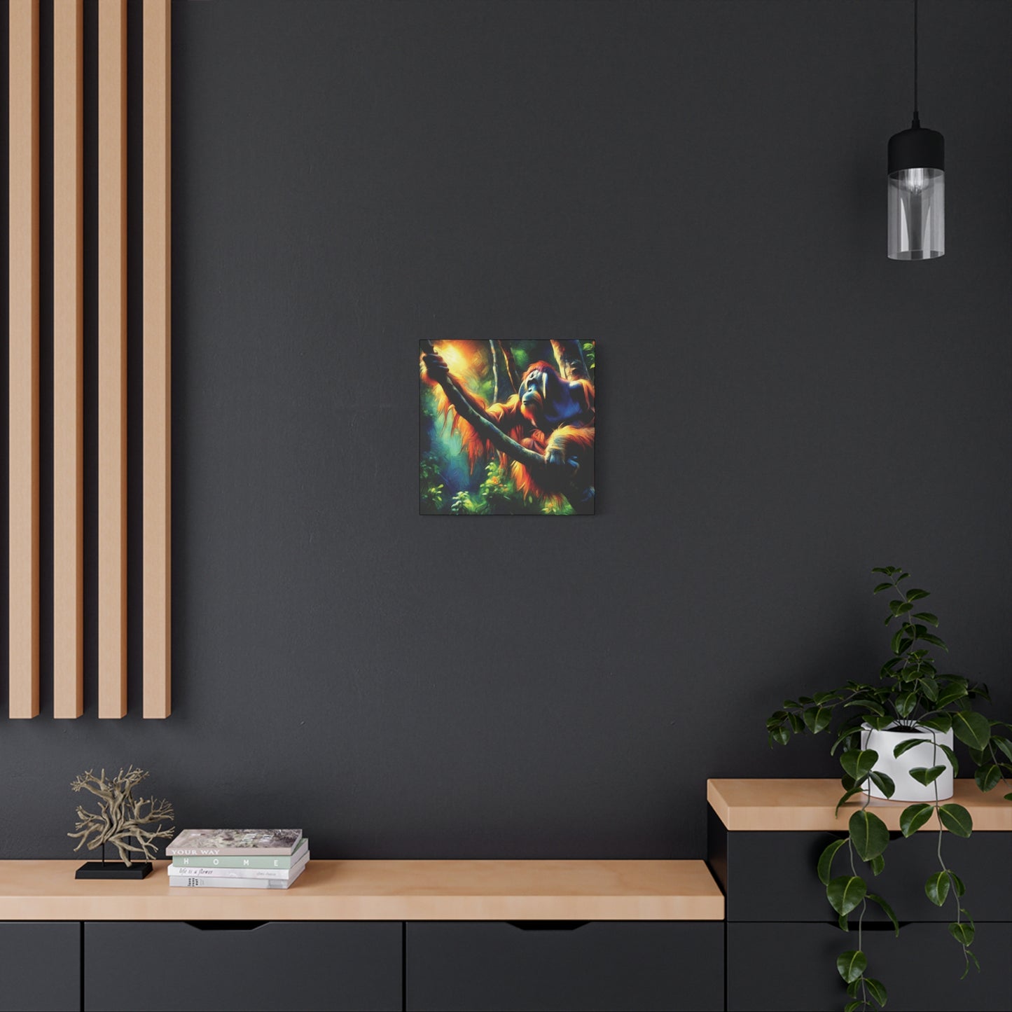 Orangutan in Tree Expressionist Canvas Art Print
