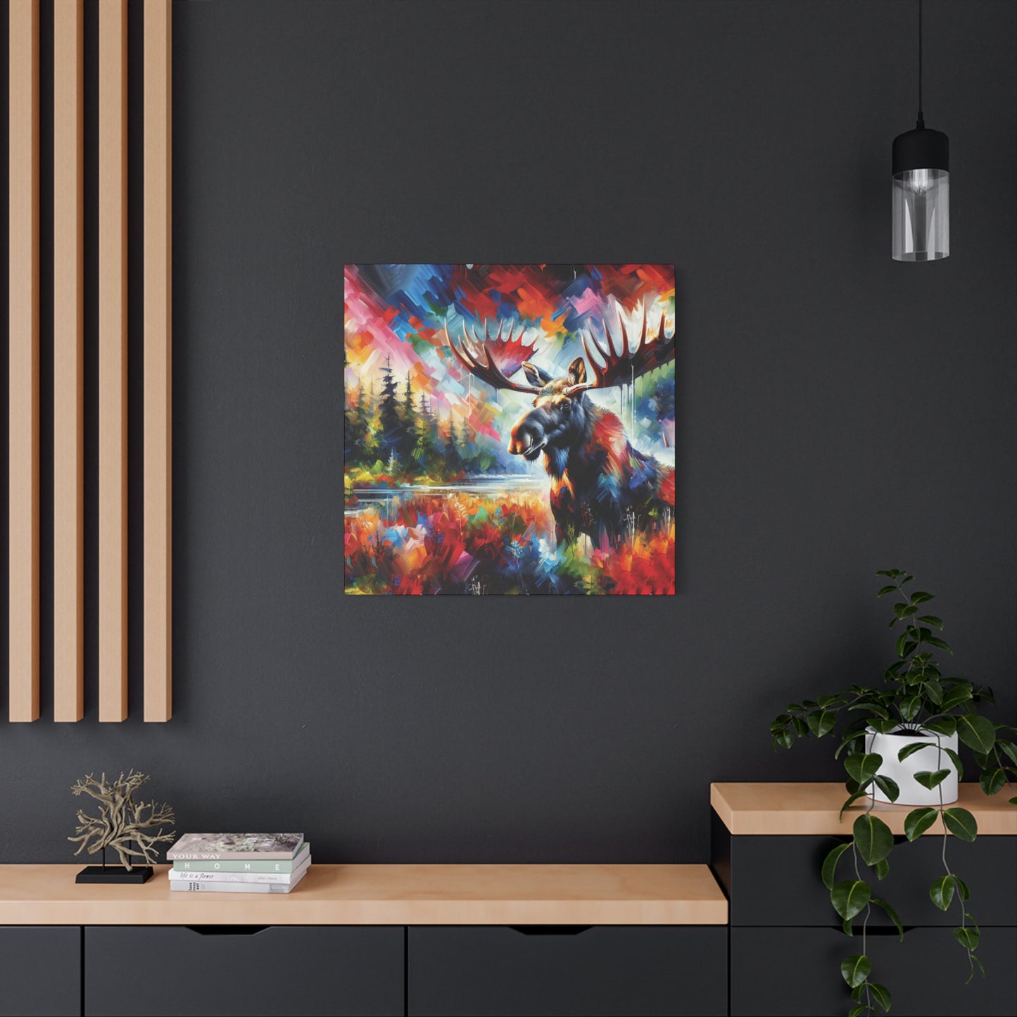 Sunrise Moose Expressionist Canvas Art Print