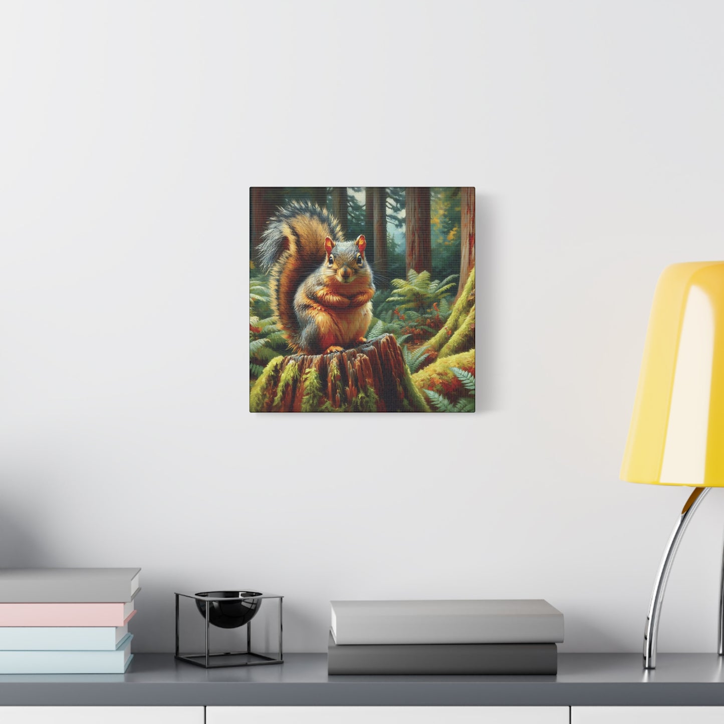 Douglas Squirrel in Olympic National Forest Impressionist Canvas Art Print