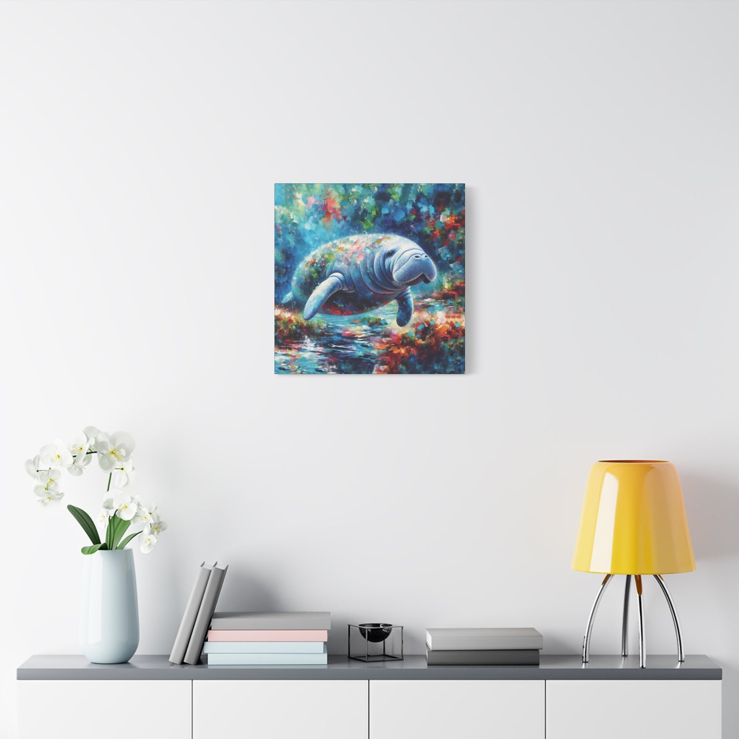 Manatee Garden Expressionist Canvas Art Print