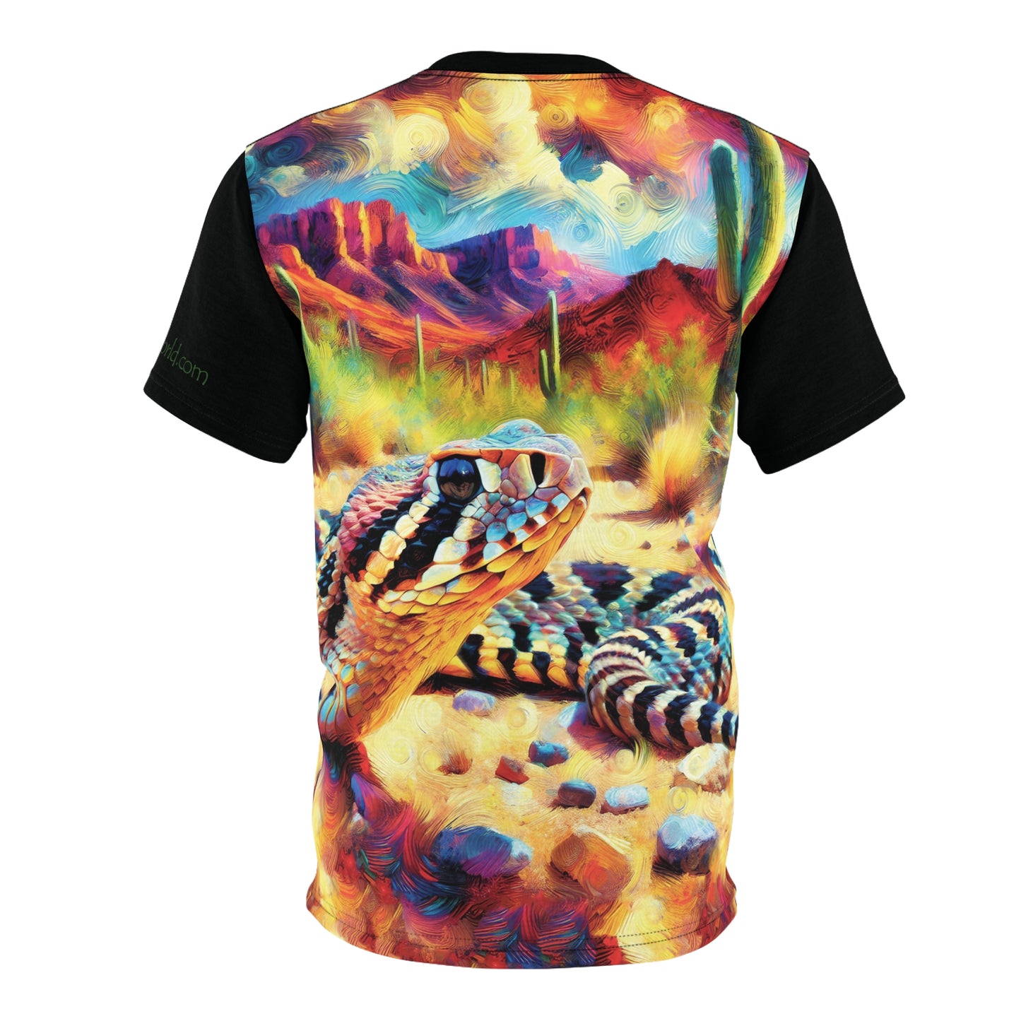 Desert Rattlesnake Vibrant Art Tee | Colorful Unisex Cut & Sew T-Shirt, Wildlife Apparel, Unique Graphic Tee, Birthday Gift