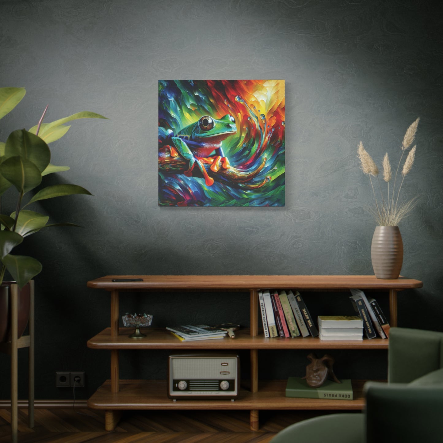 Treefrog Swirl Expressionist Canvas Art Print