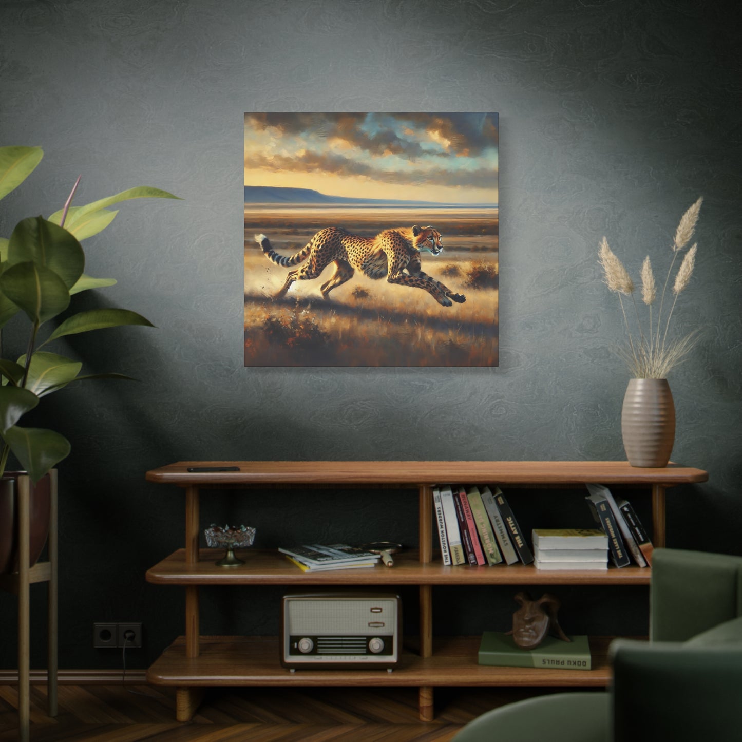 Cheetah Running Impressionist Canvas Art Print