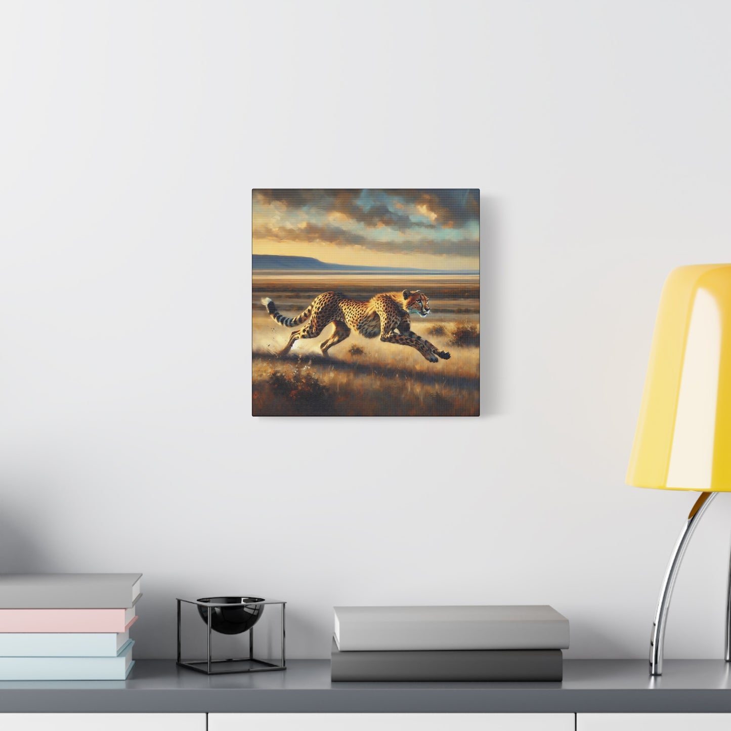 Cheetah Running Impressionist Canvas Art Print