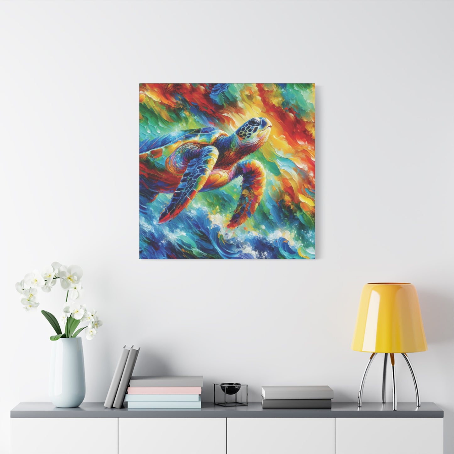 Canvas Wall Art - Sea Turtle Heading for the Light