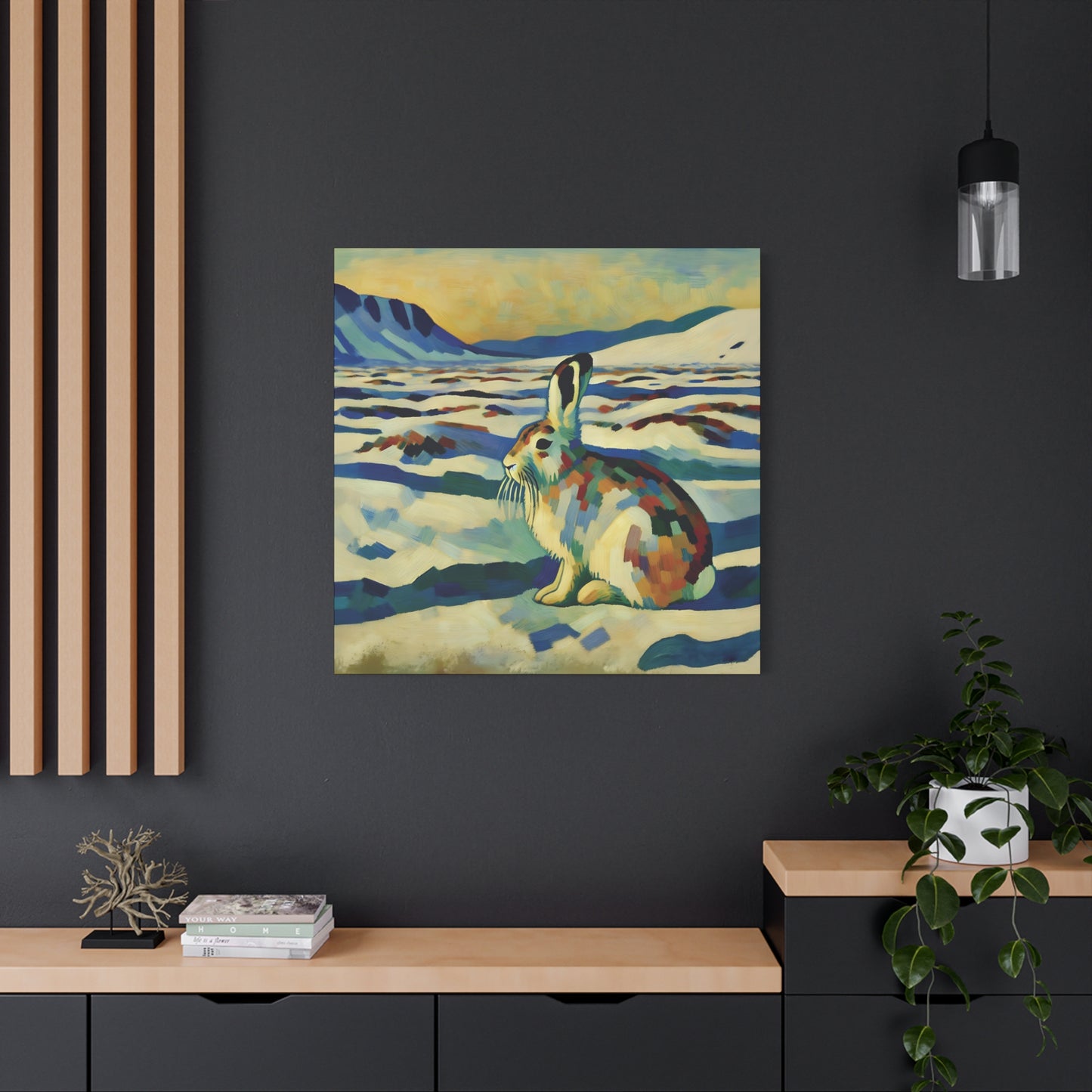 Arctic Hare on the Tundra, Expressionist Style Canvas Art Print