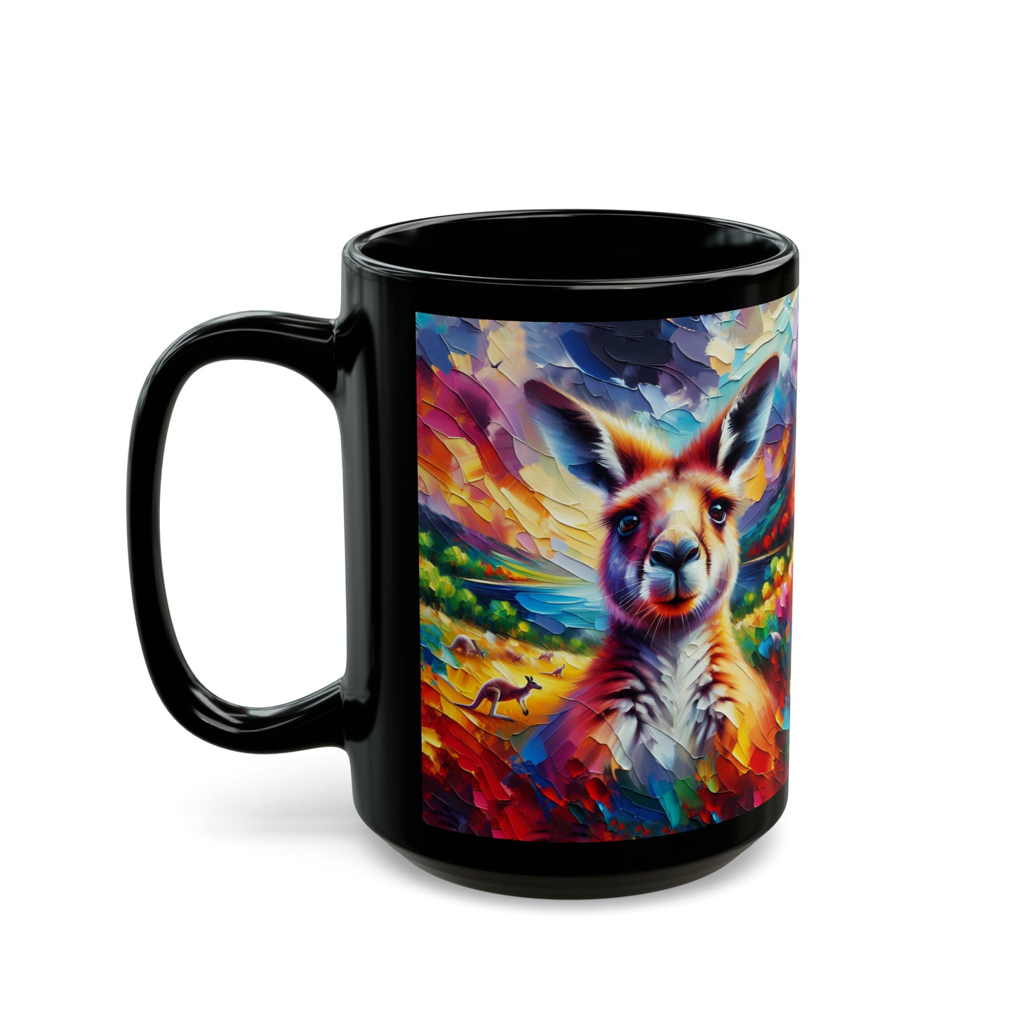 Kangaroo Photo Bomb - Black Mugs (11oz, 15oz)