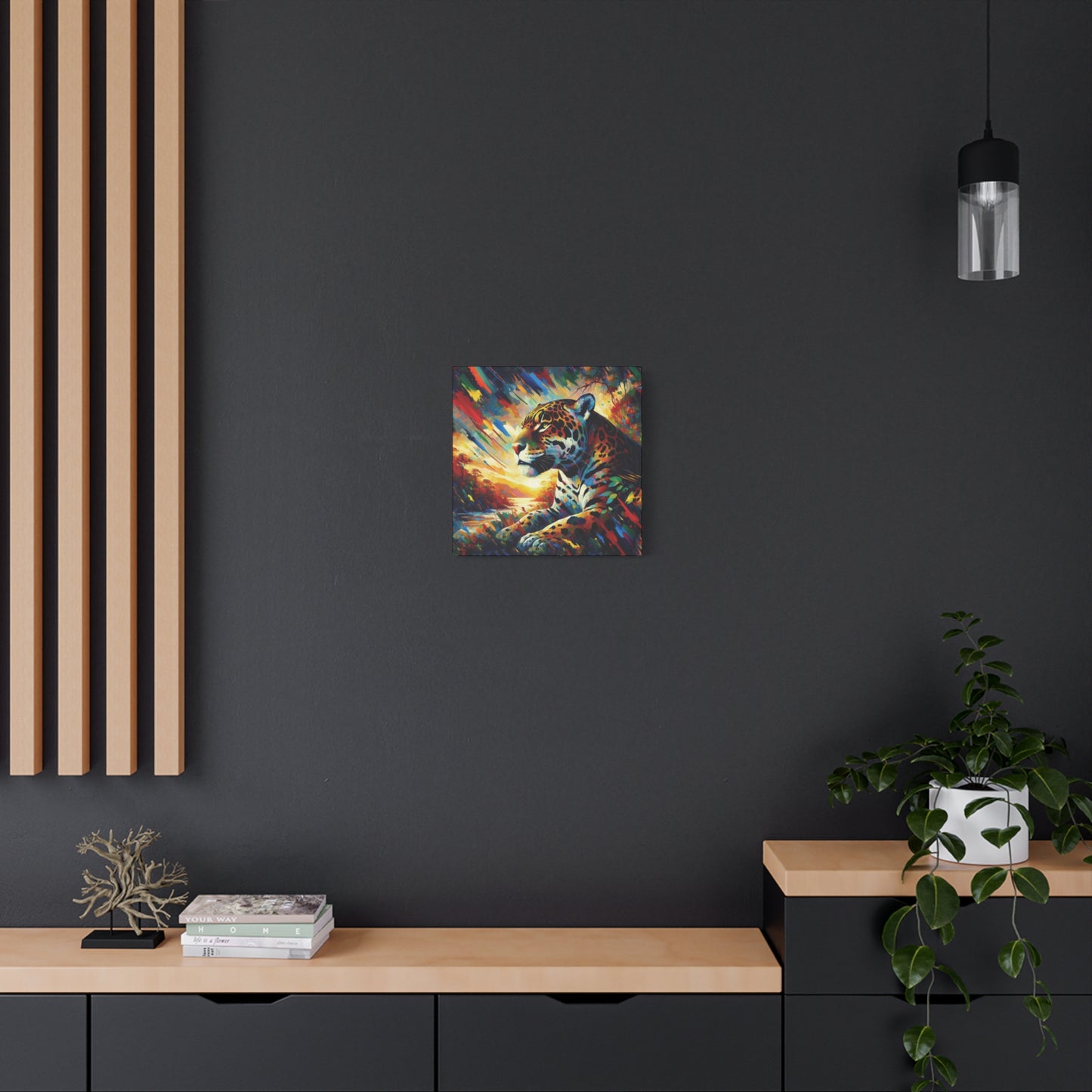 Jaguar Sunset Expressionist Canvas Art Print