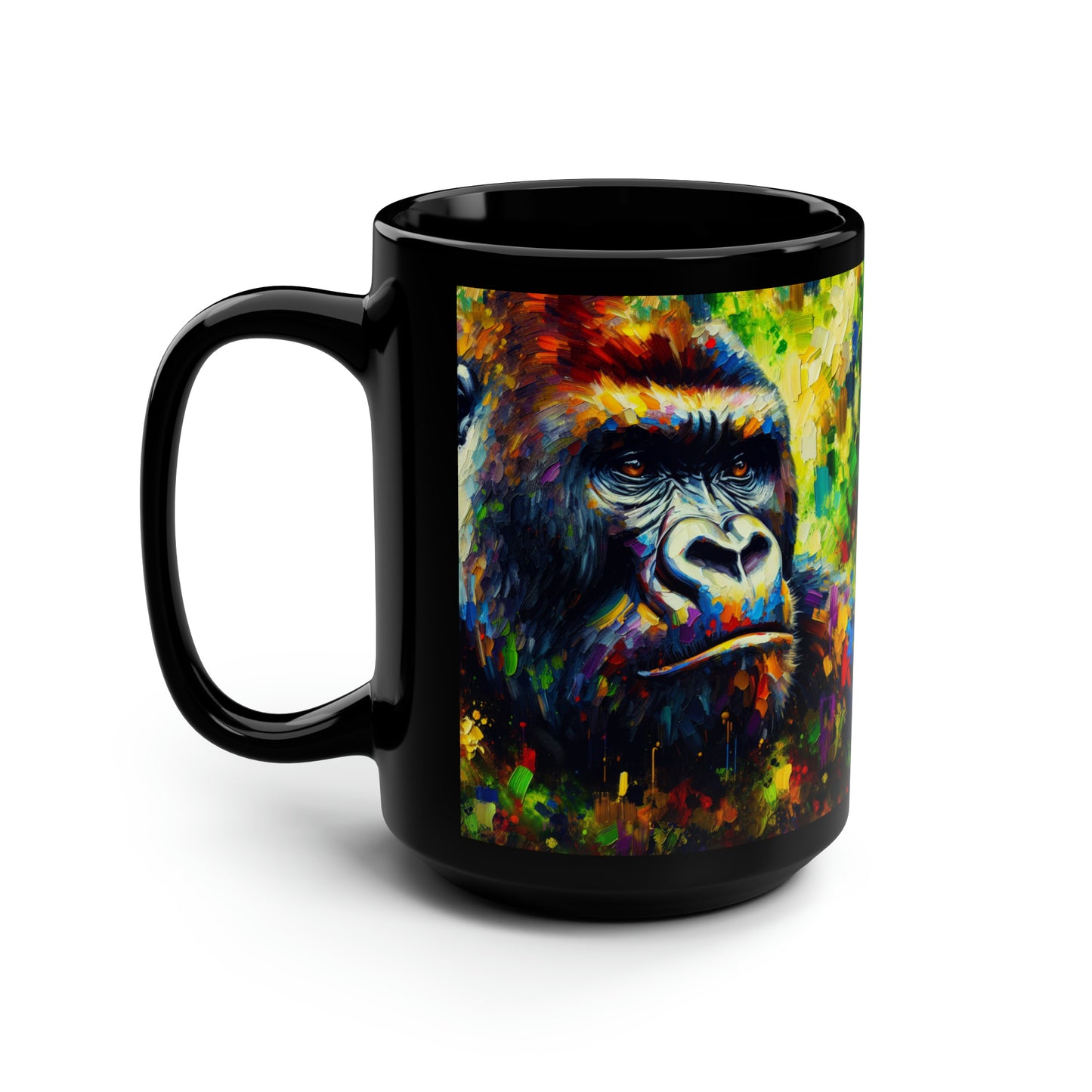 Pensive Gorilla Black Mug, 15oz