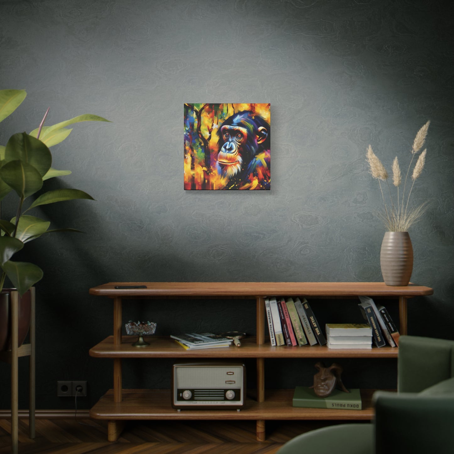 Curious Bonobo Expressionist Canvas Art Print