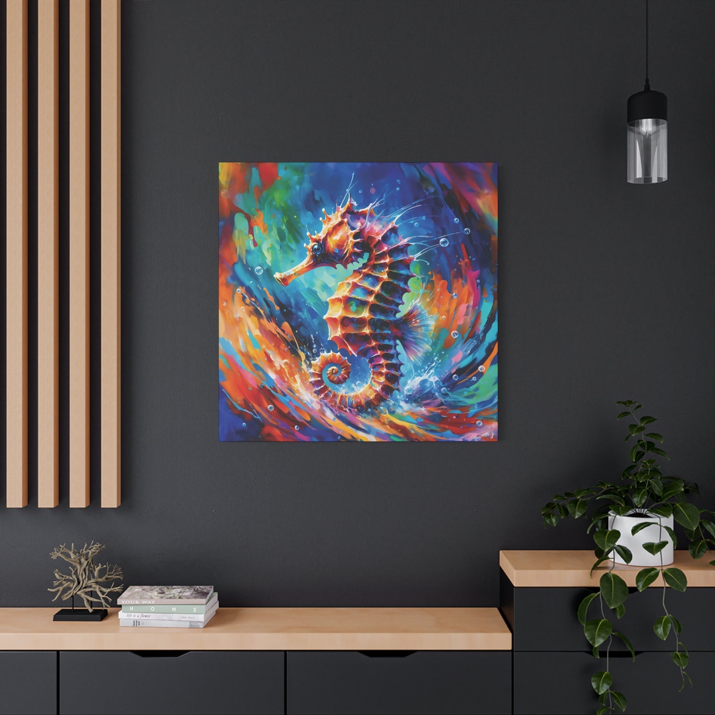 Expressionist Seahorse Canvas Wall Art - Stunning Aquatic Print