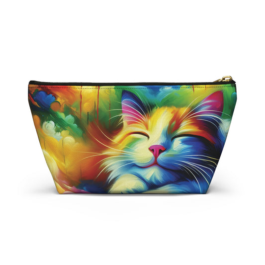 Blissful Calico T-bottom Pouch | Perfect for Cat Lovers, Gift for Pet Owners, Travel Accessory, Makeup Bag, Organizer