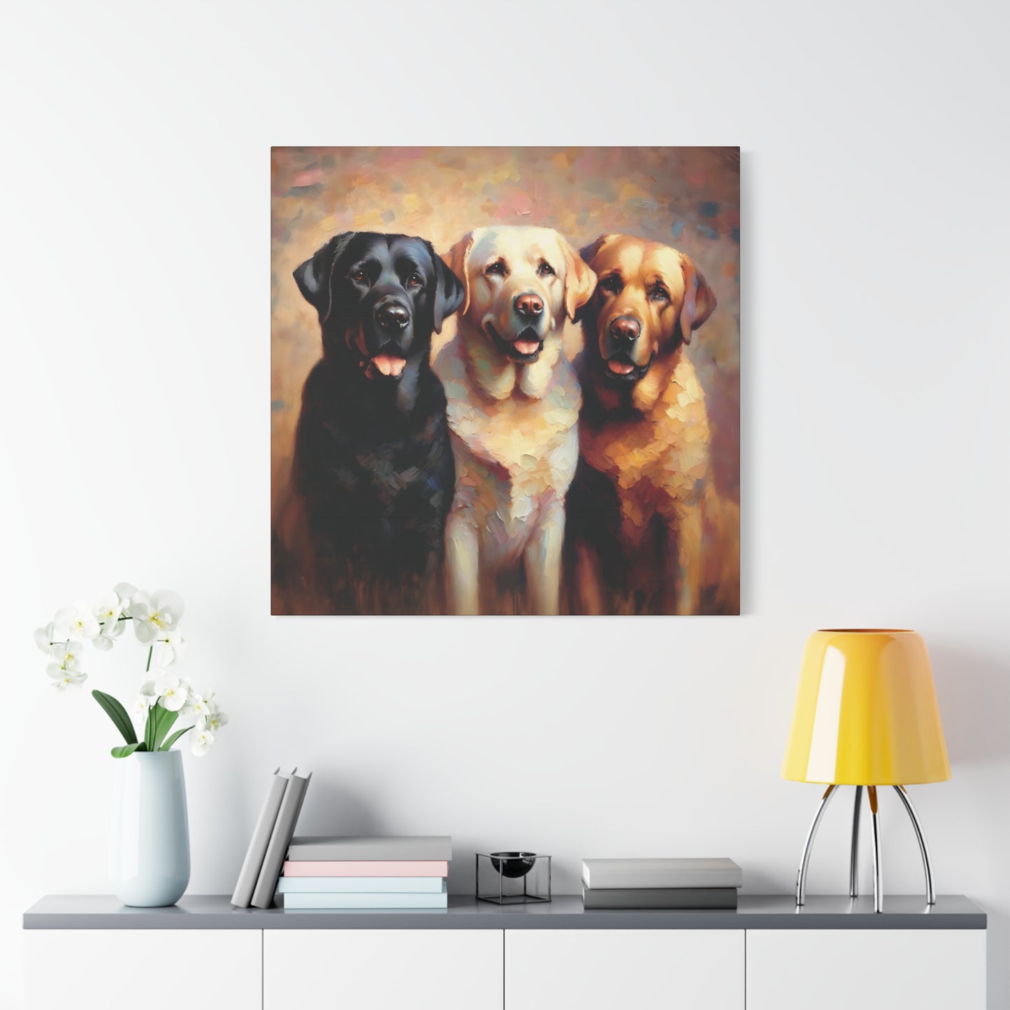 Canvas Print Labrador Retriever Trio Impressionist Style Art