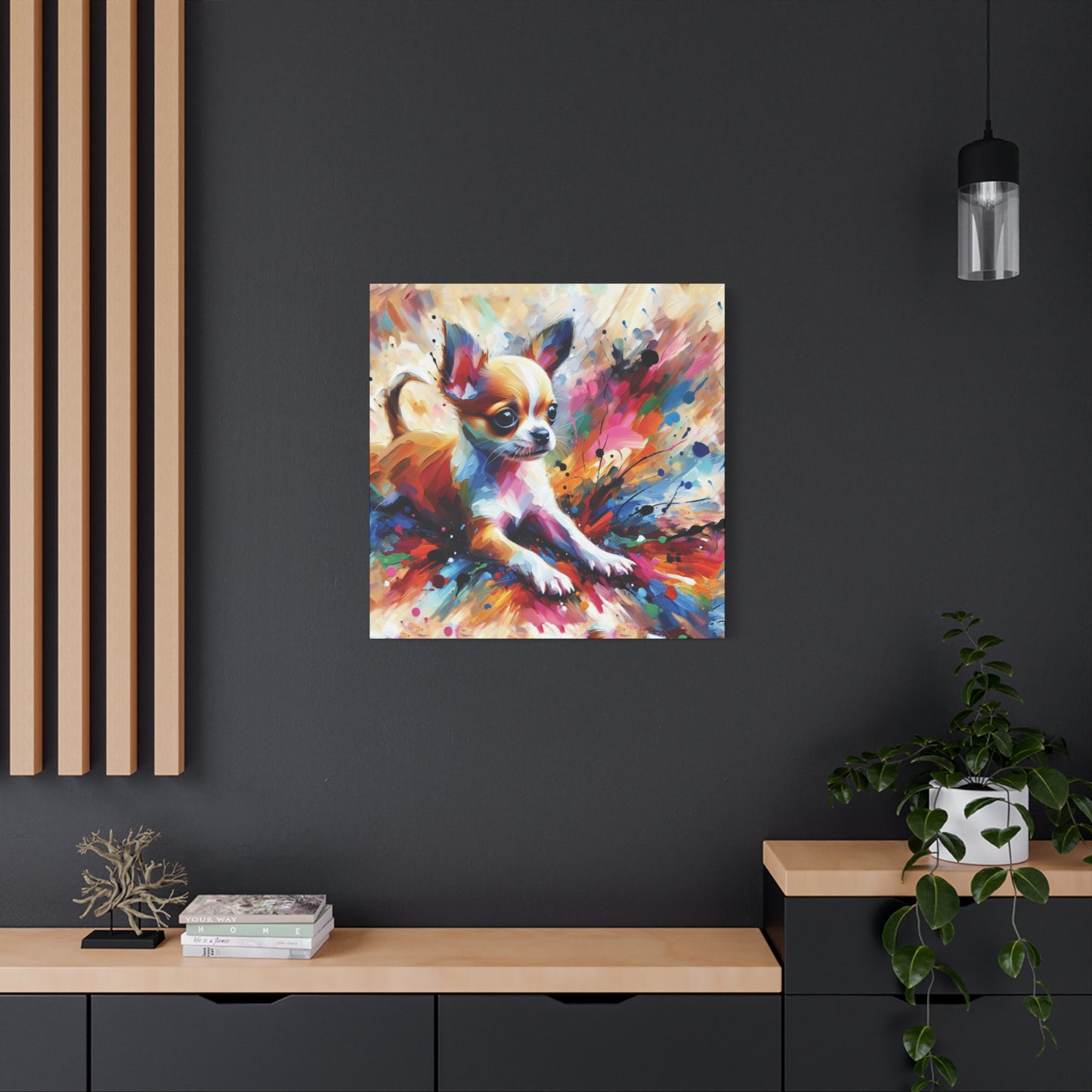 Chihuahua Mayhem Expressionist Canvas Art Print