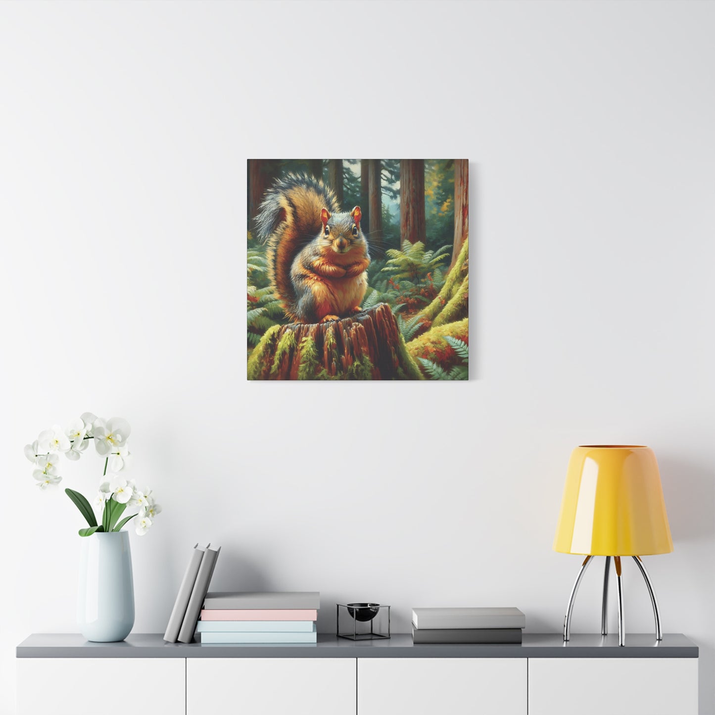 Douglas Squirrel in Olympic National Forest Impressionist Canvas Art Print