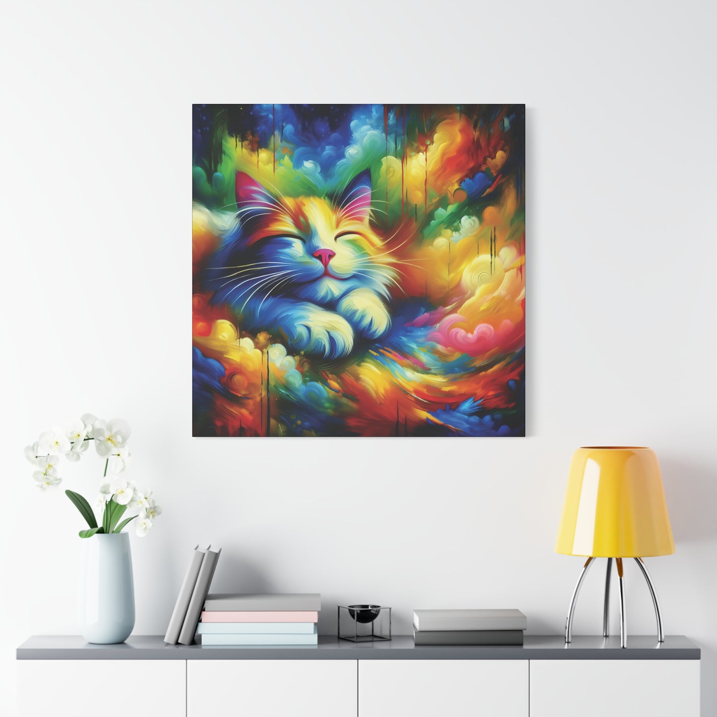 Canvas Wall Art - Blissful Calico - Modern Expressionist Art Style