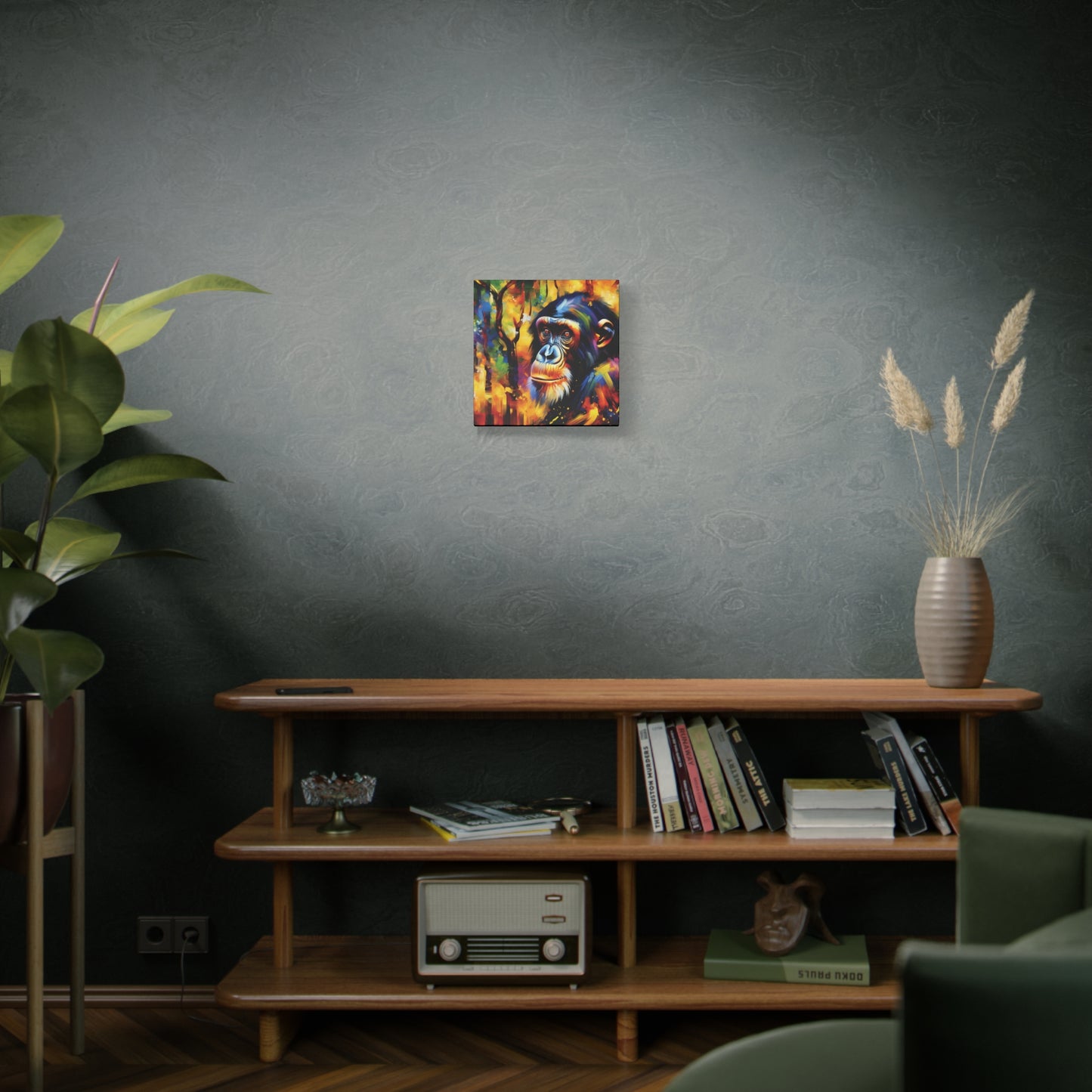 Curious Bonobo Expressionist Canvas Art Print