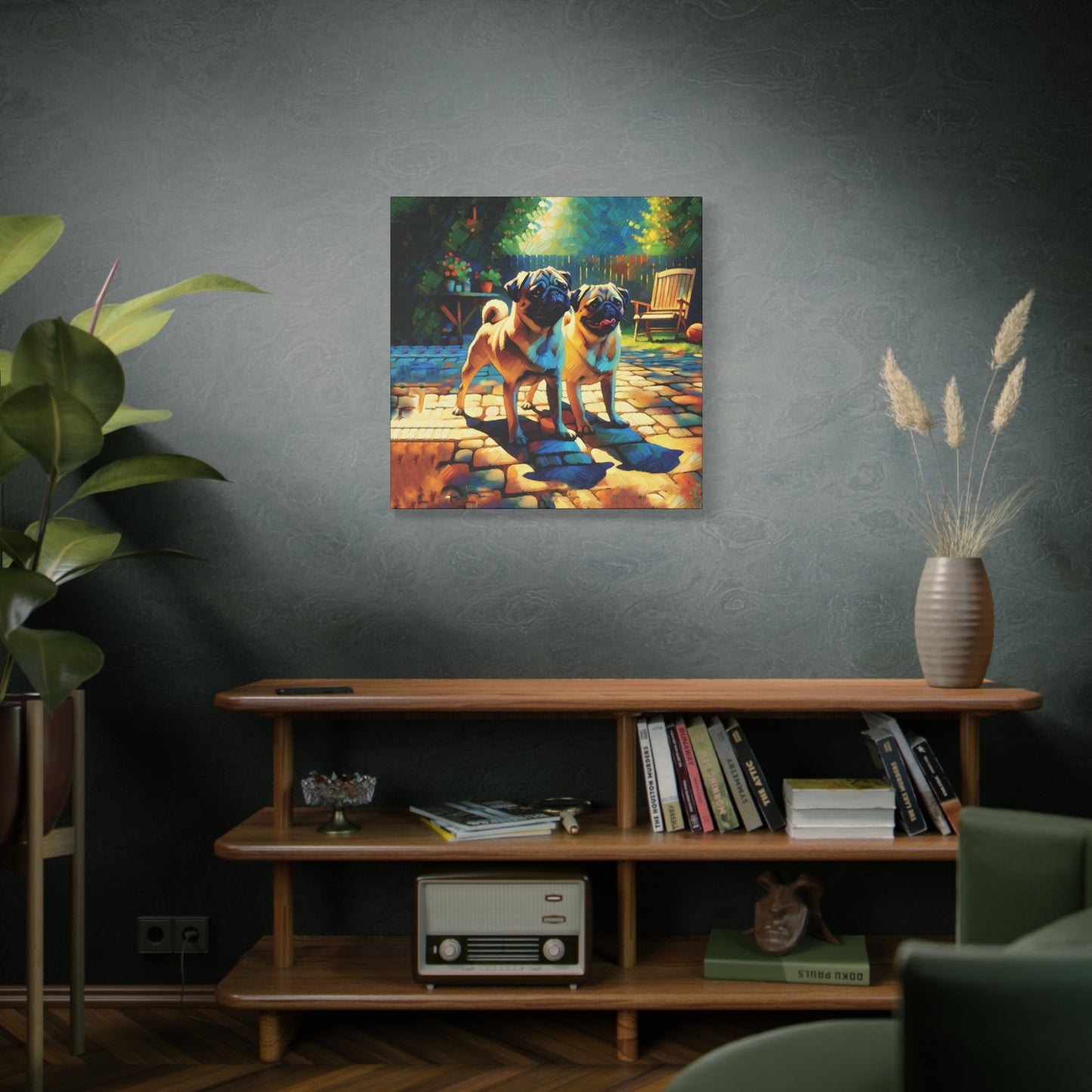 Fawn Pugs Expressionist Canvas Art Print