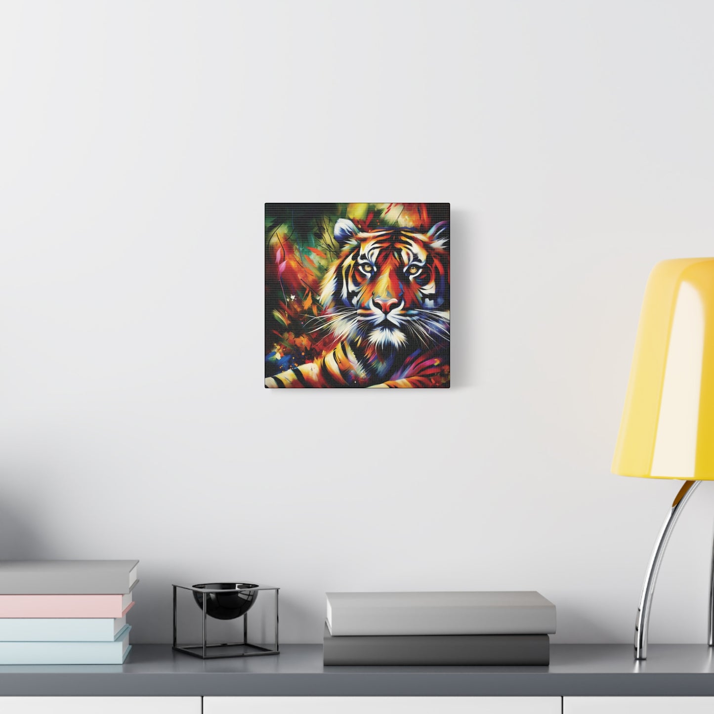 Tiger Portrait in Bright Colors Expressionist Canvas Art Print