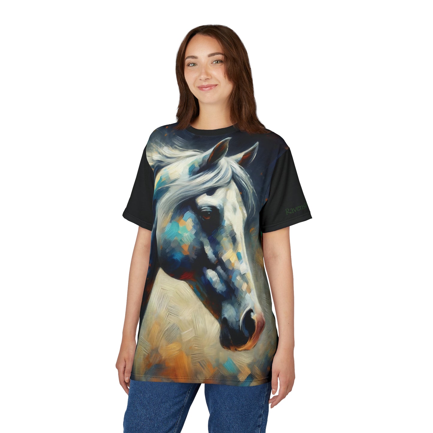 Dapple Grey Mare Vibrant Art Tee | Colorful Unisex Cut & Sew T-Shirt, Wildlife Apparel, Unique Graphic Tee, Birthday Gift