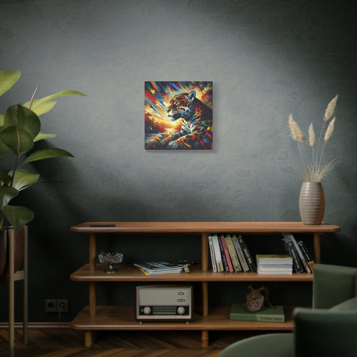 Jaguar Sunset Expressionist Canvas Art Print