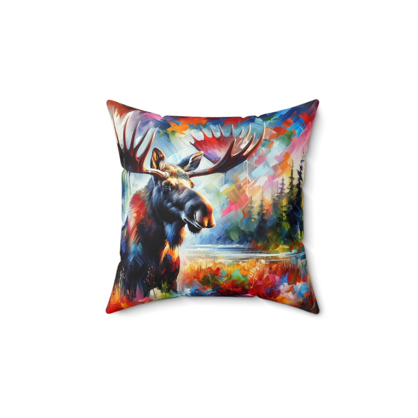 Sunrise Moose - Square Throw Pillows