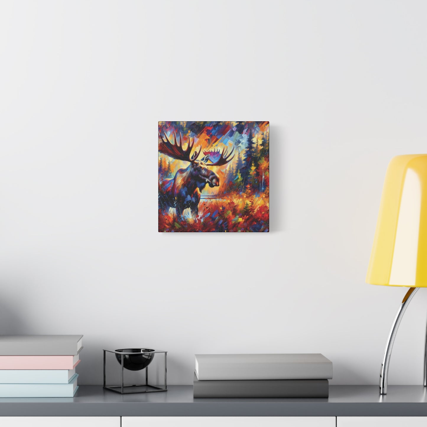 Sunset Moose Expressionist Canvas Art Print