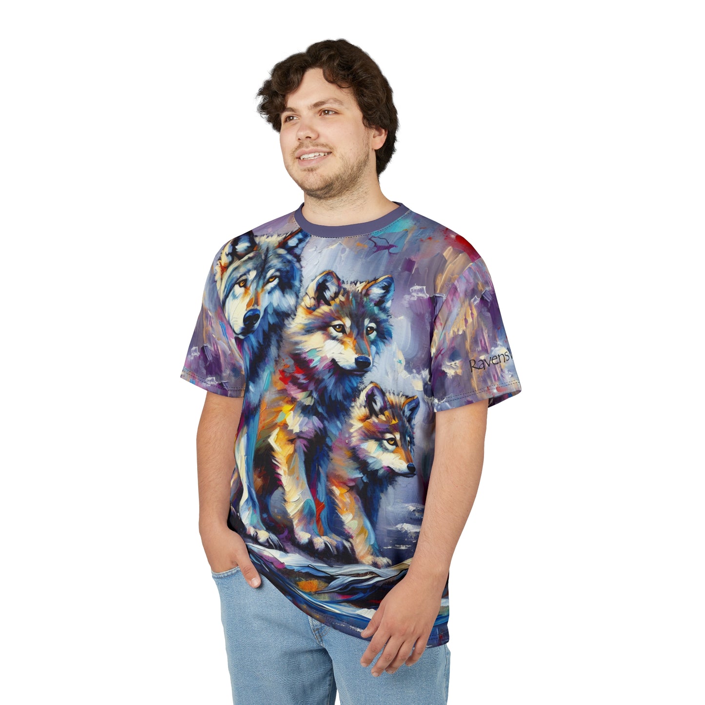 Wolf with Juveniles - Unisex Cut & Sew Tee