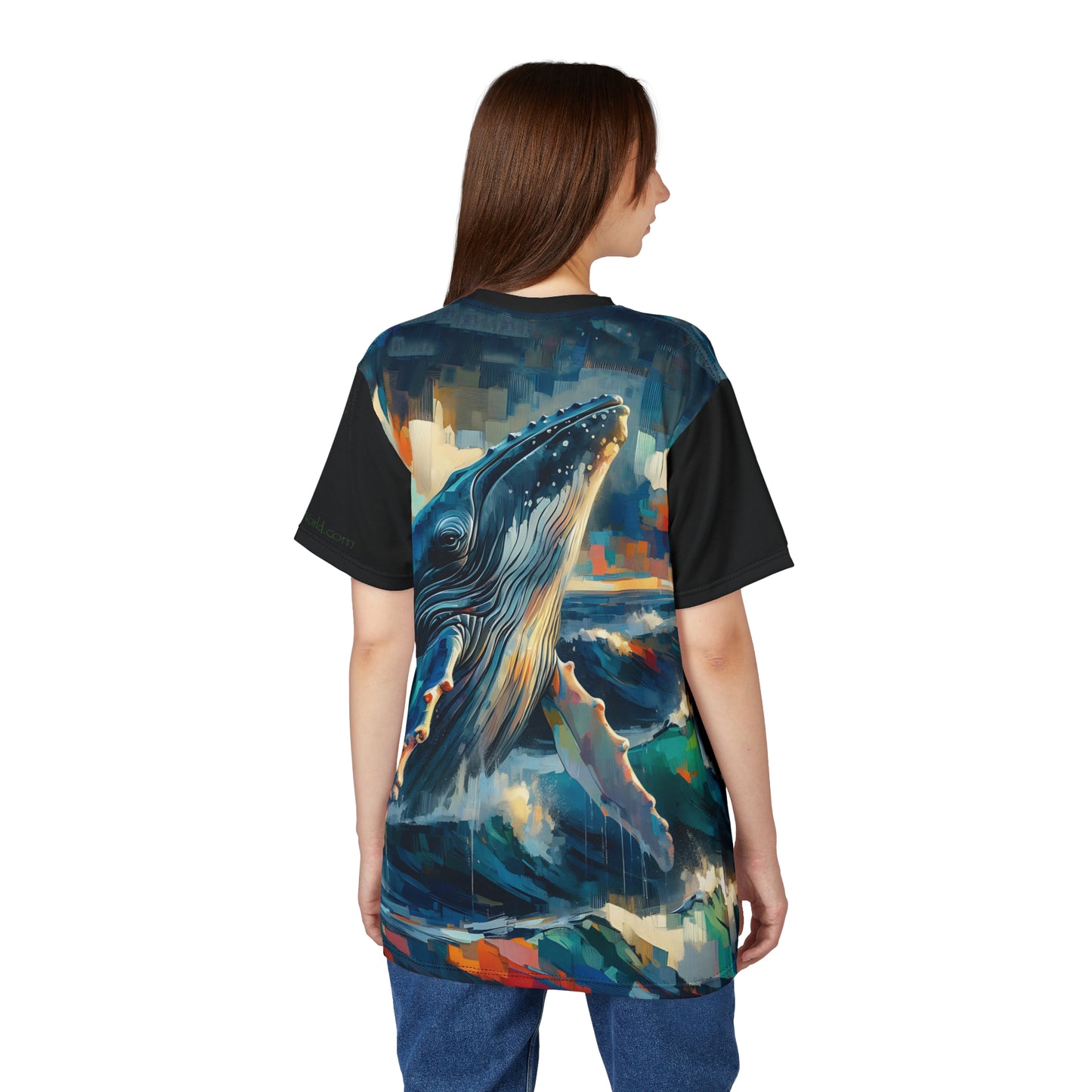 Humpback Breaching Art Tee | Colorful Unisex Cut & Sew T-Shirt, Wildlife Apparel, Unique Graphic Tee