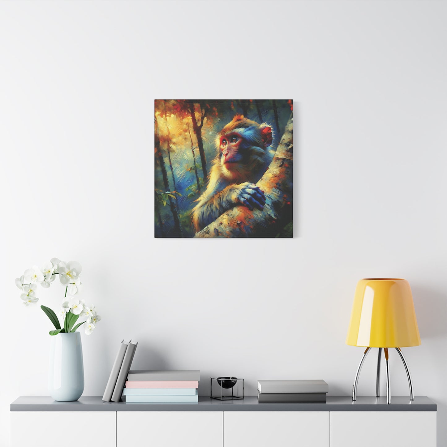 Monkey Wall Art - Rhesus Macaque Expressionist Canvas Art Print
