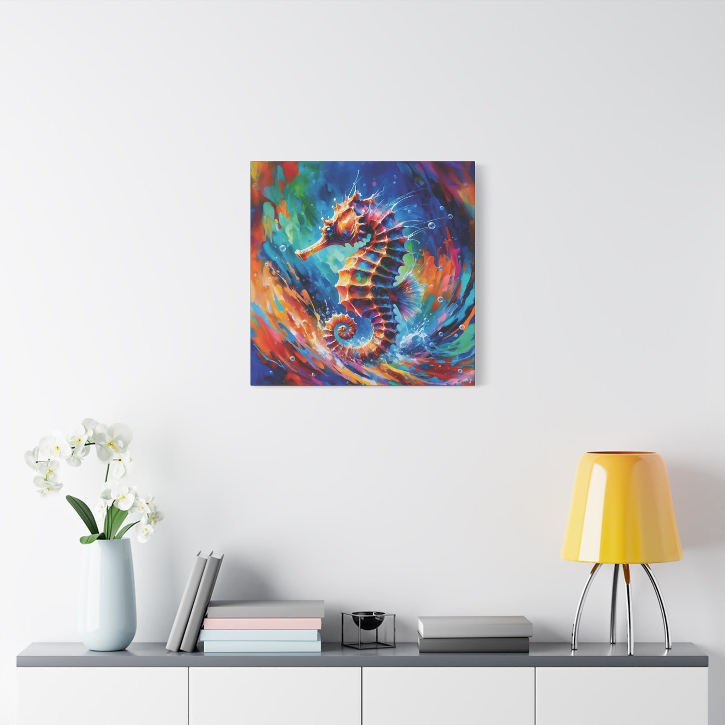 Expressionist Seahorse Canvas Wall Art - Stunning Aquatic Print