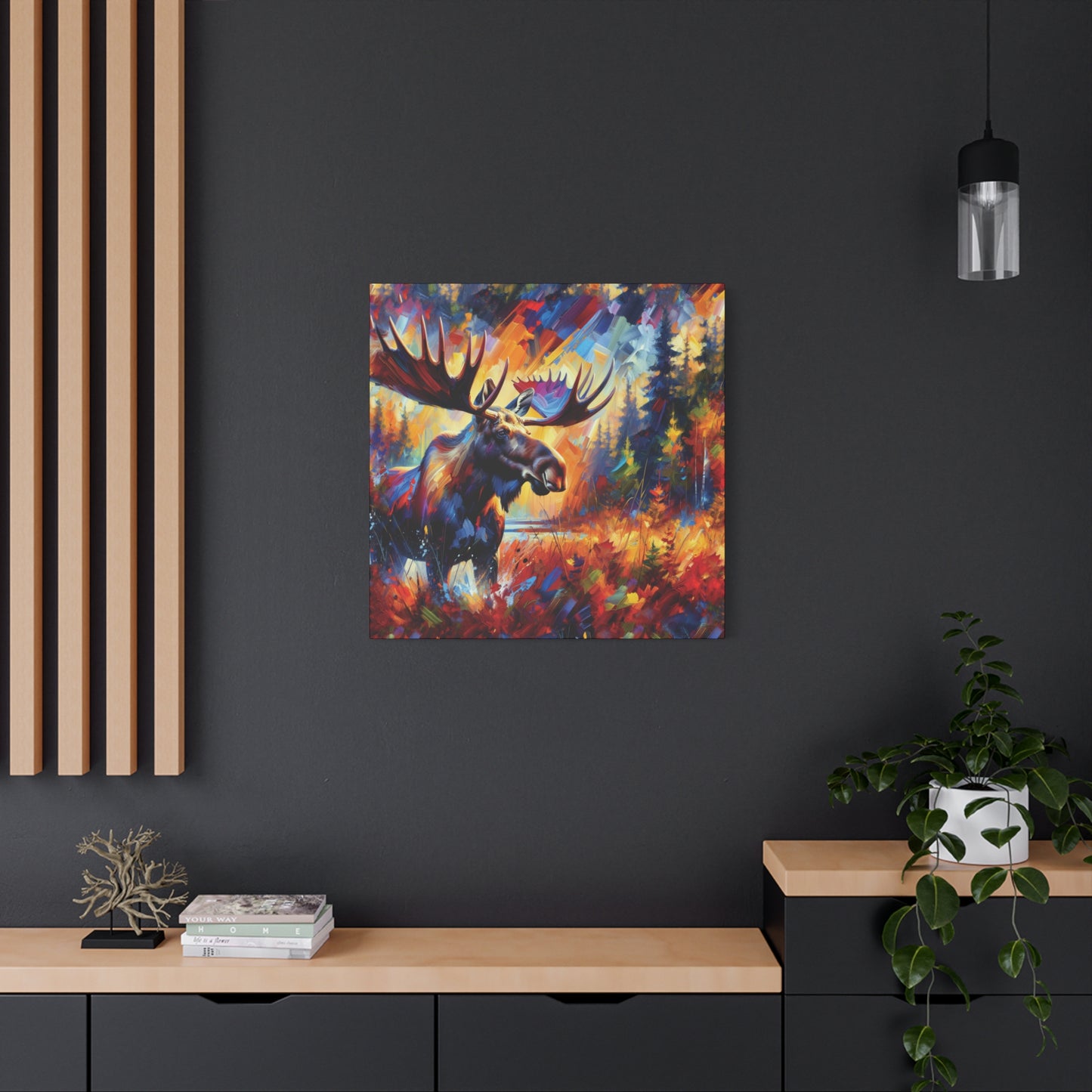 Sunset Moose Expressionist Canvas Art Print