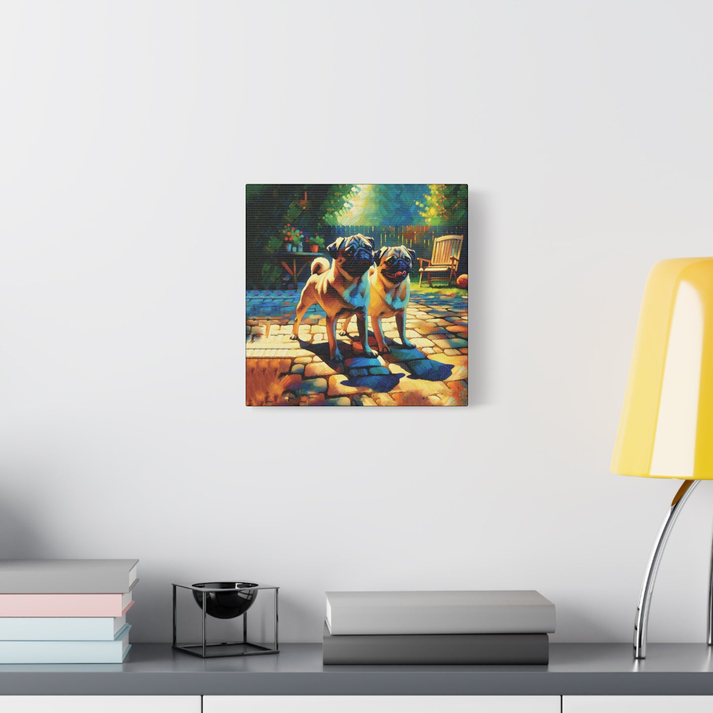 Fawn Pugs Expressionist Canvas Art Print