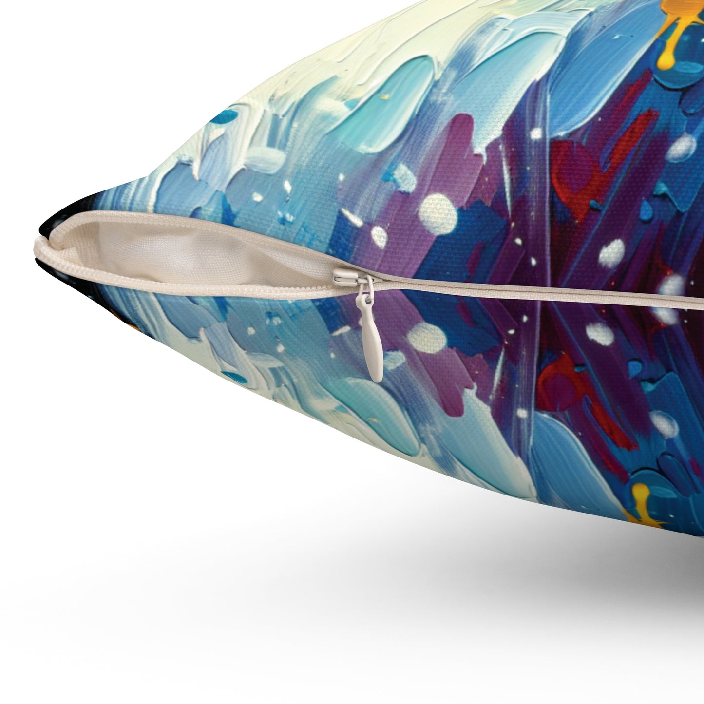 Emperor Penguin in Snowfall - Square Throw Pillows