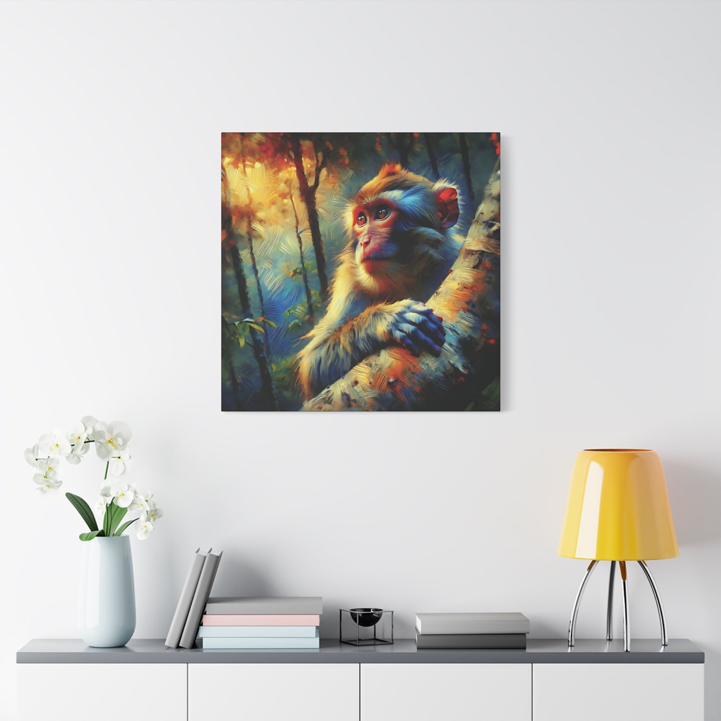 Monkey Wall Art - Rhesus Macaque Expressionist Canvas Art Print