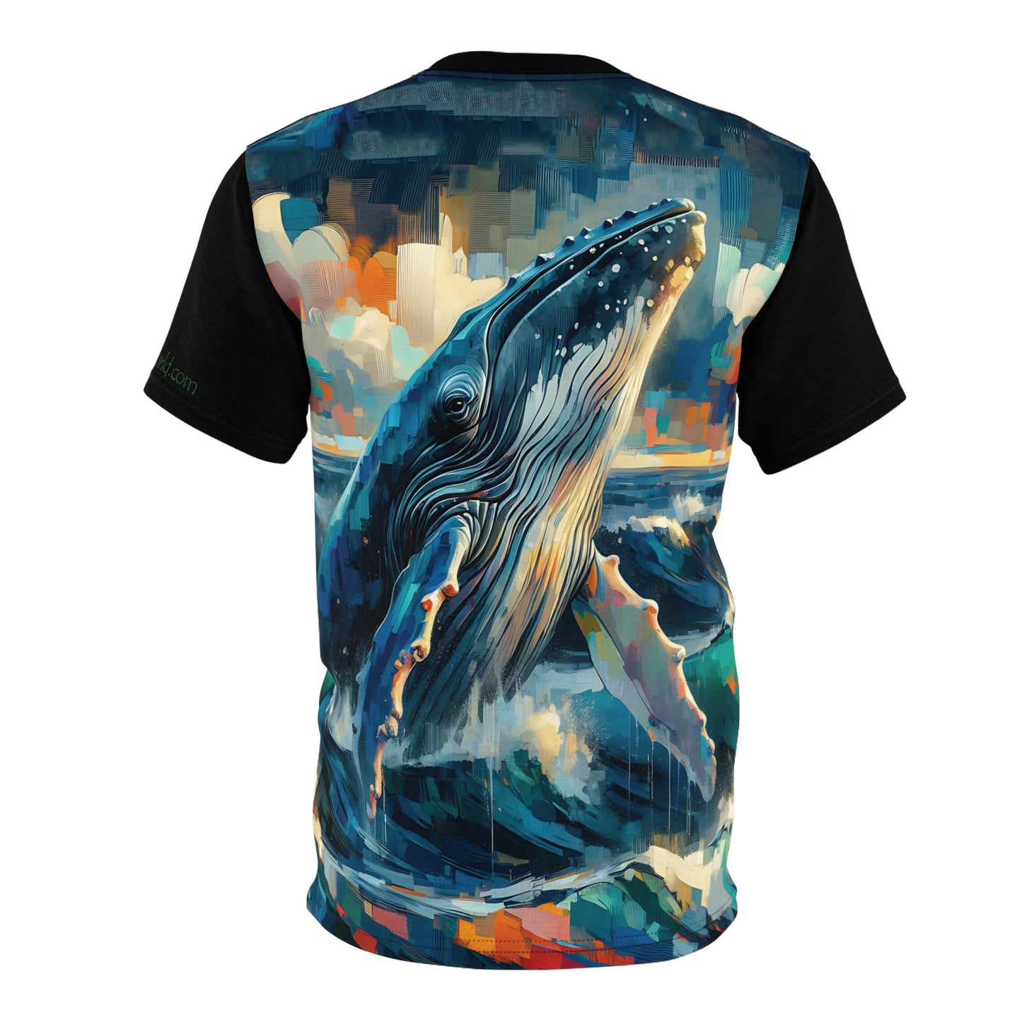 Humpback Breaching Art Tee | Colorful Unisex Cut & Sew T-Shirt, Wildlife Apparel, Unique Graphic Tee