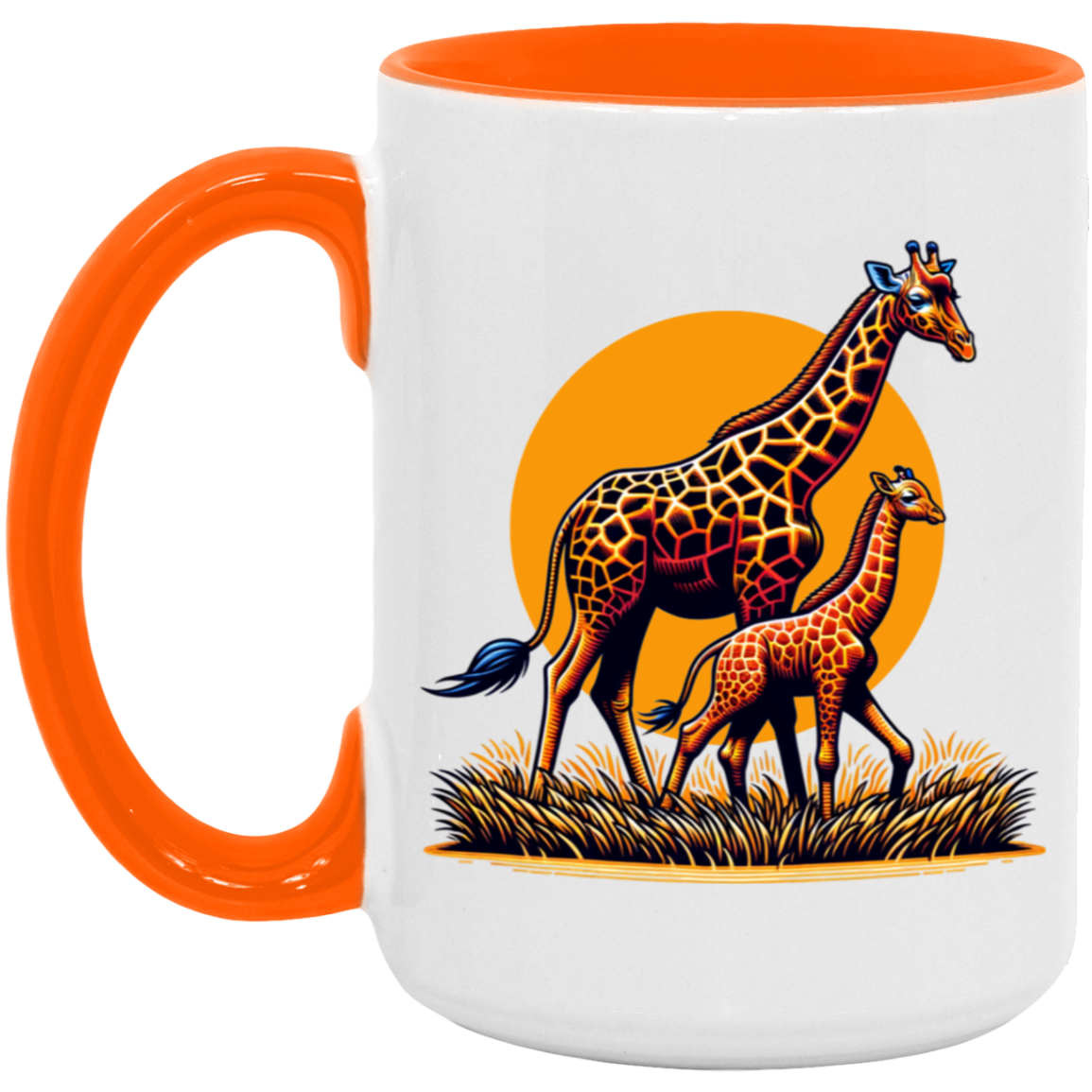 Giraffes with Sun Graphic - Mugs