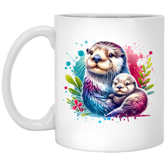 Sea Otter Mom and Baby Mugs