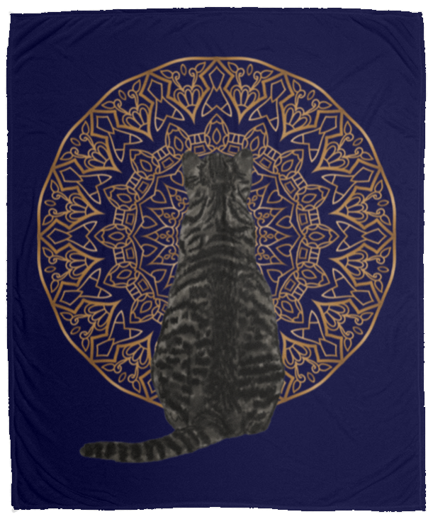 Zen Cat - American Shorthair Dark Grey Fleece Blankets