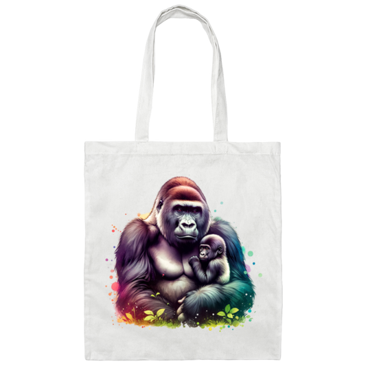 Female Silverback Gorilla with Child - Canvas Tote Bag