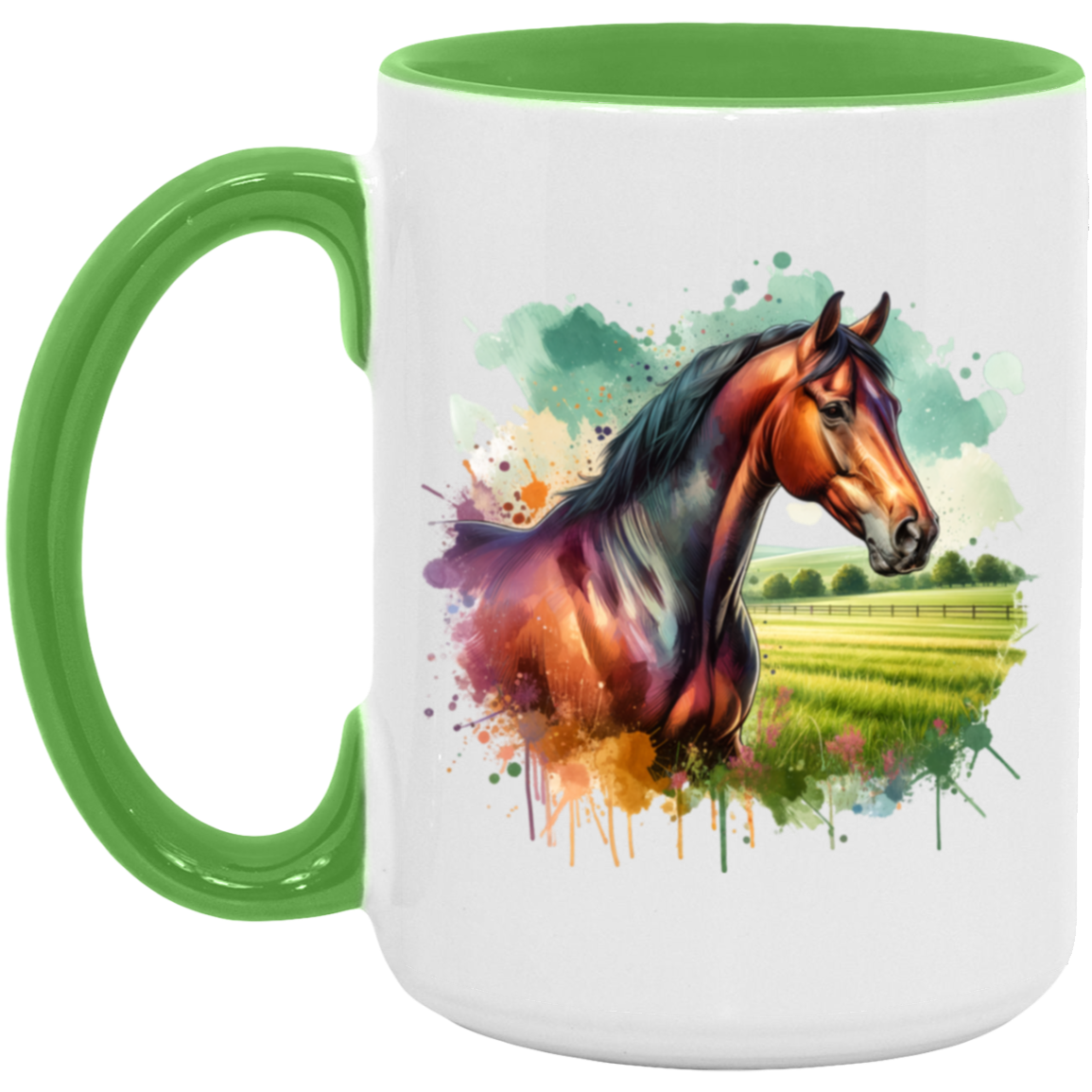 Bay Horse with Field - Mugs