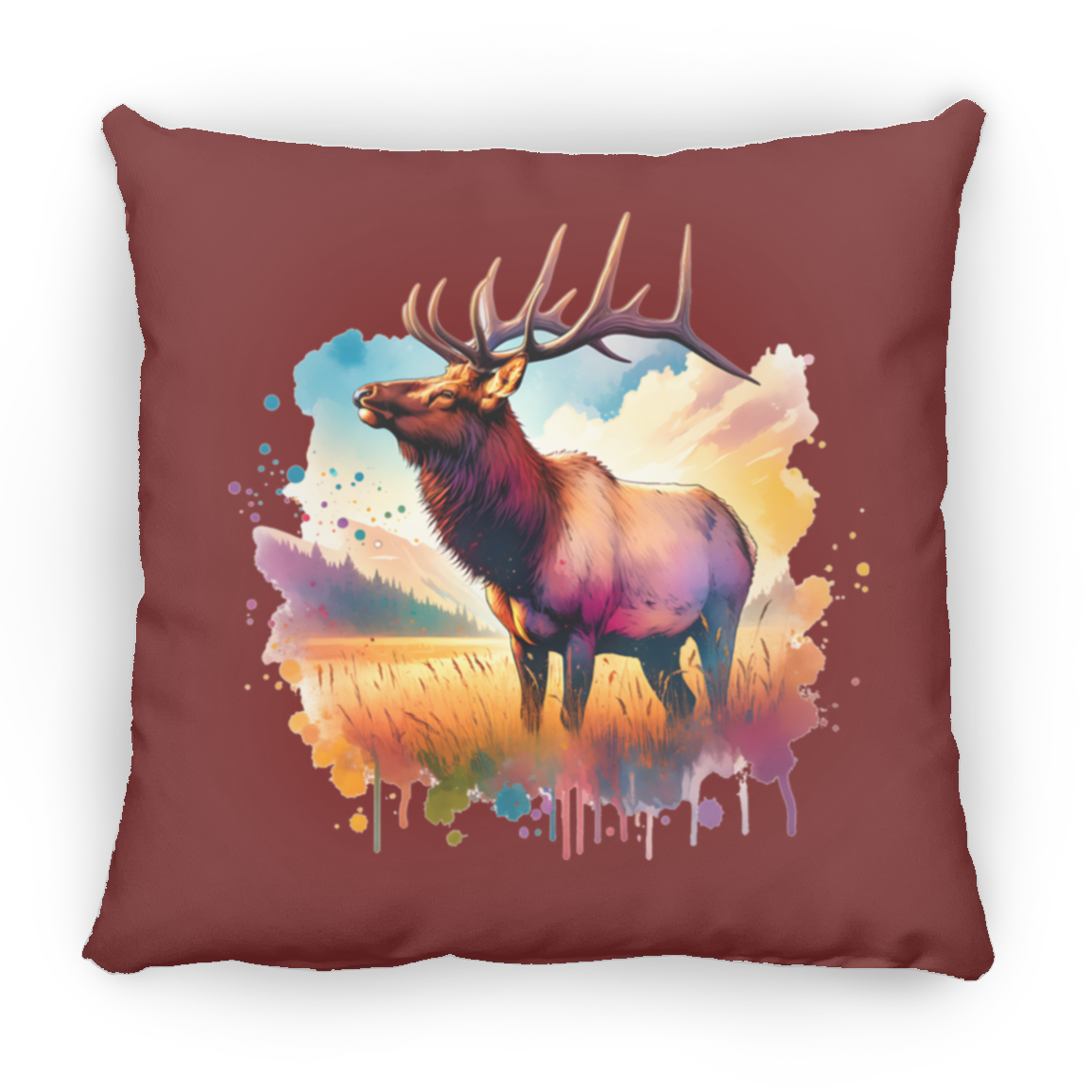 Roosevelt Elk in Field - Throw Pillows
