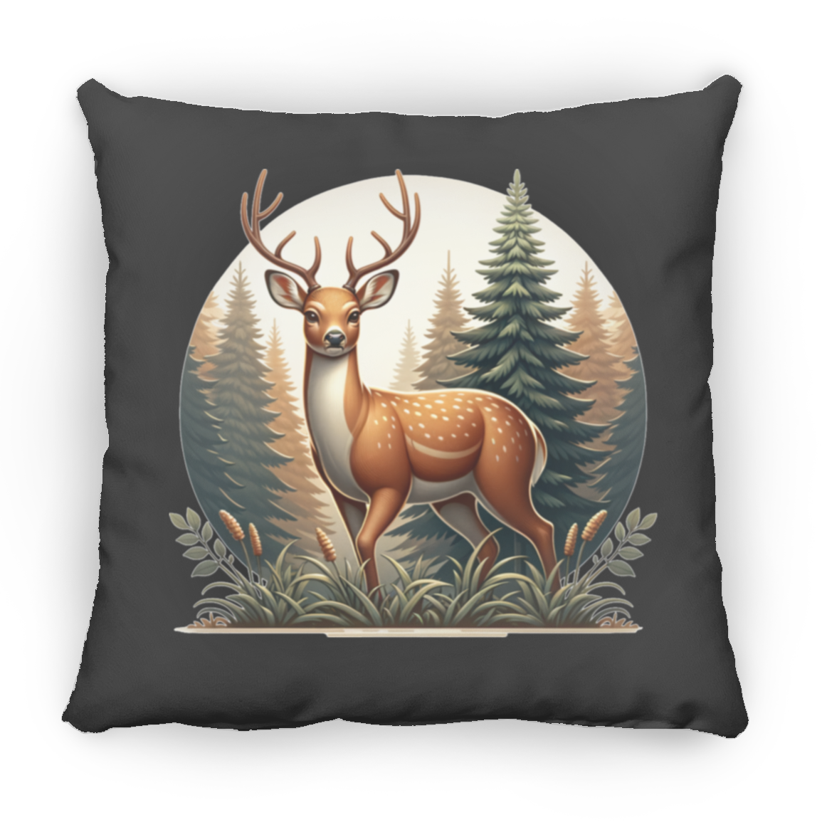 Buck in Forest - Throw Pillows