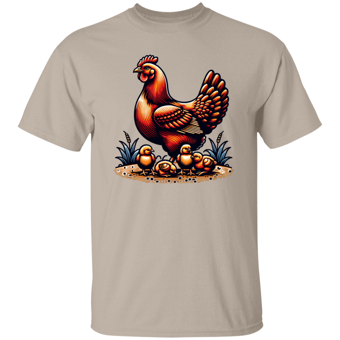 Rhode Island Red with Chicks Block Print - T-shirts, Hoodies and Sweatshirts
